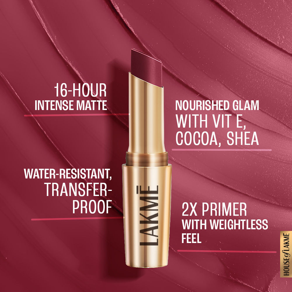Lakme 9 To 5 Powerplay Priming Matte Lipstick For 16Hr Intense Matte , Mp5 Maroon Mix