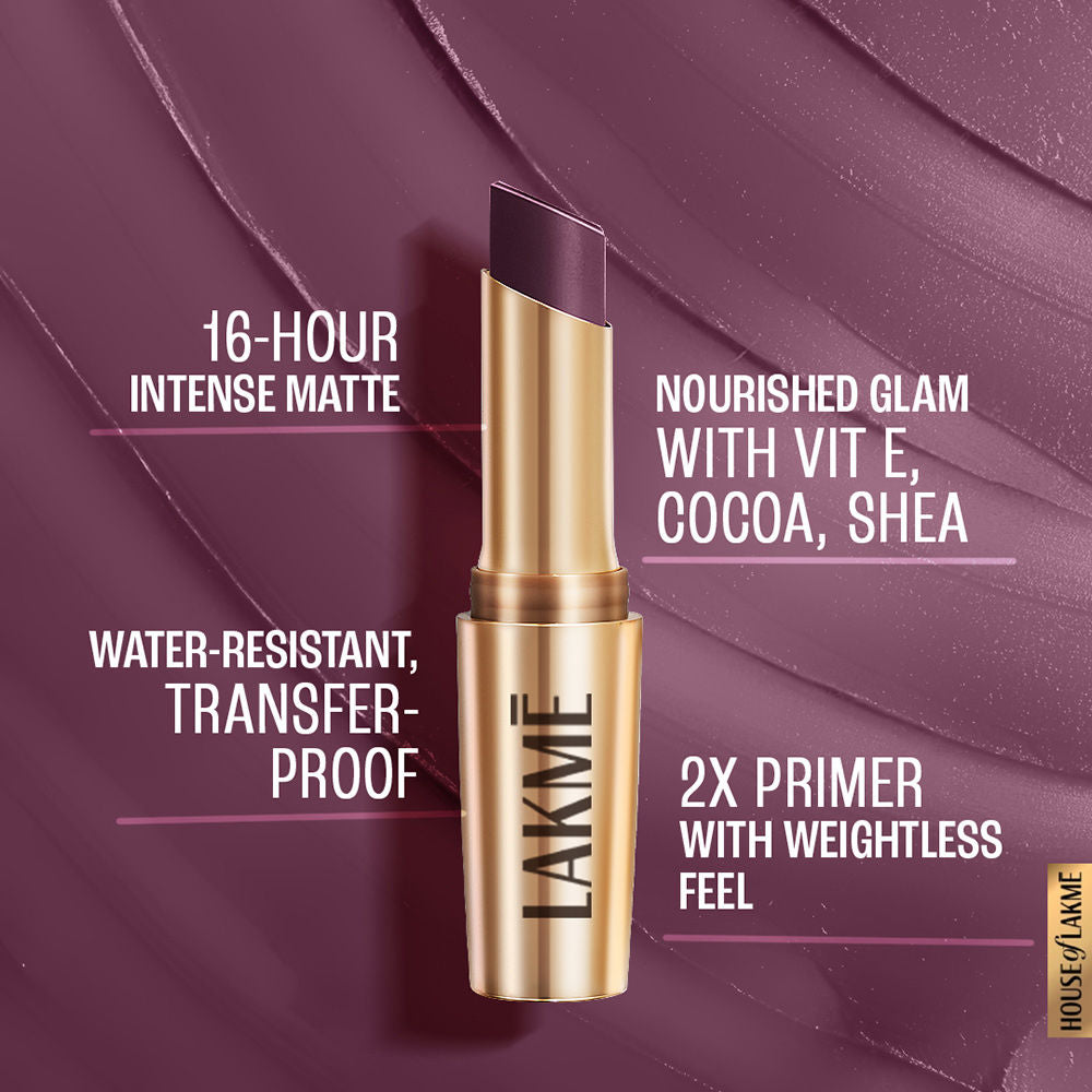 Lakme 9 To 5 Powerplay Priming Matte Lipstick For 16Hr Intense Matte , Chocolate Crush