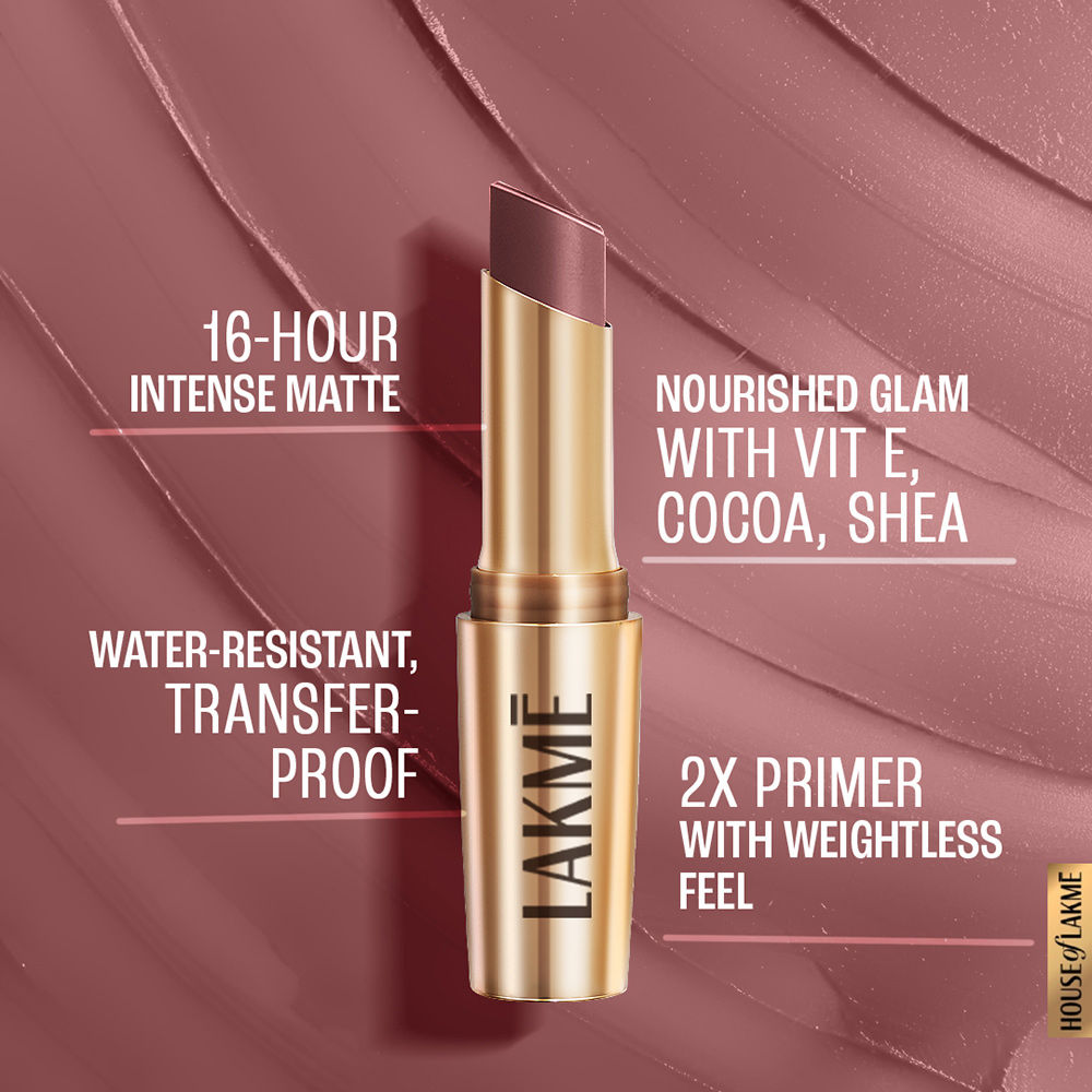 Lakme 9 To 5 Powerplay Priming Matte Lipstick For 16Hr Intense Matte , Dusty Pink