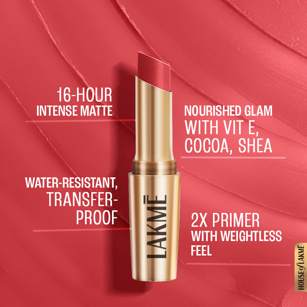 Lakme 9 To 5 Powerplay Priming Matte Lipstick For 16Hr Intense Matte , Peachy Affair