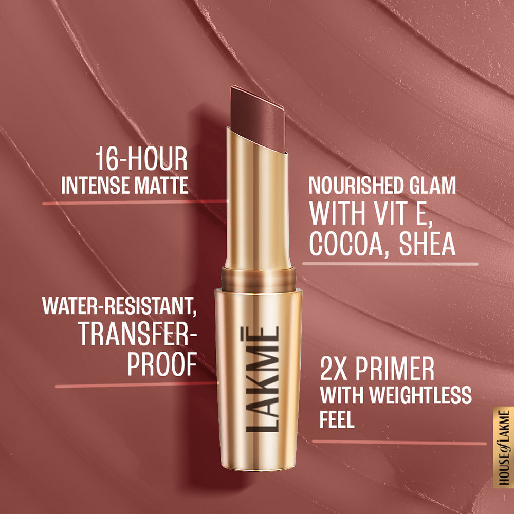 Lakme 9 To 5 Powerplay Priming Matte Lipstick For 16Hr Intense Matte , Coffee Command
