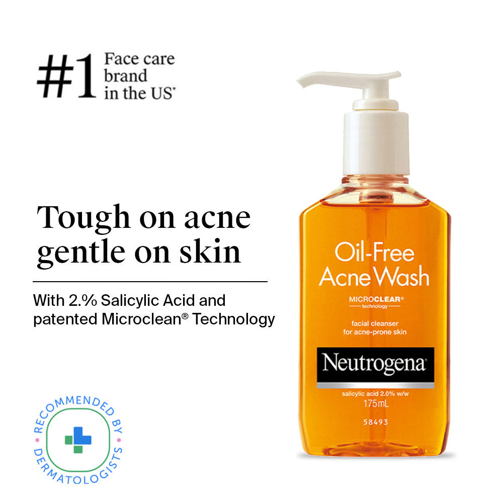 Neutrogena Oil Free Acne Cleansing Face Wash with 2% Salicylic Acid for Acne Prone & Oily Skin (175ml)