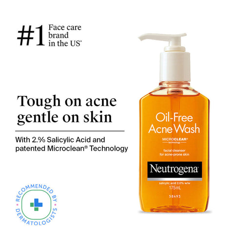 Neutrogena Oil Free Acne Cleansing Face Wash with 2% Salicylic Acid for Acne Prone & Oily Skin (175ml)