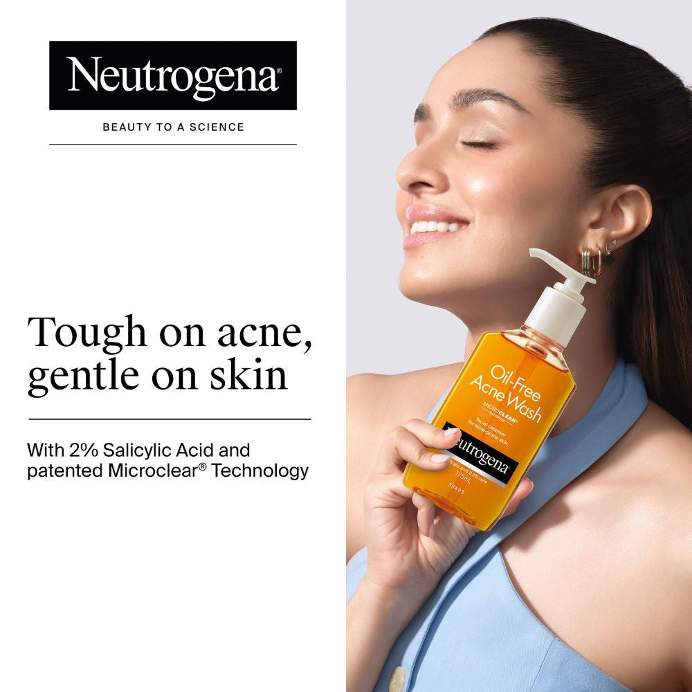 Neutrogena Oil Free Acne Cleansing Face Wash with 2% Salicylic Acid for Acne Prone & Oily Skin (175ml)