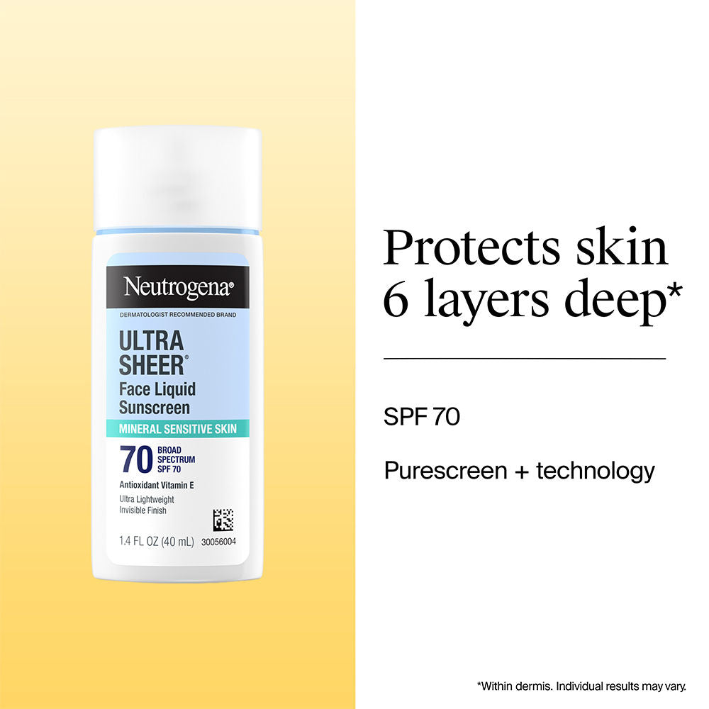 Neutrogena Ultrasheer Mineral Sunscreen SPF70 PA++++ Vitamin E, UVA & UVB, For Sensitive Skin (40ml)