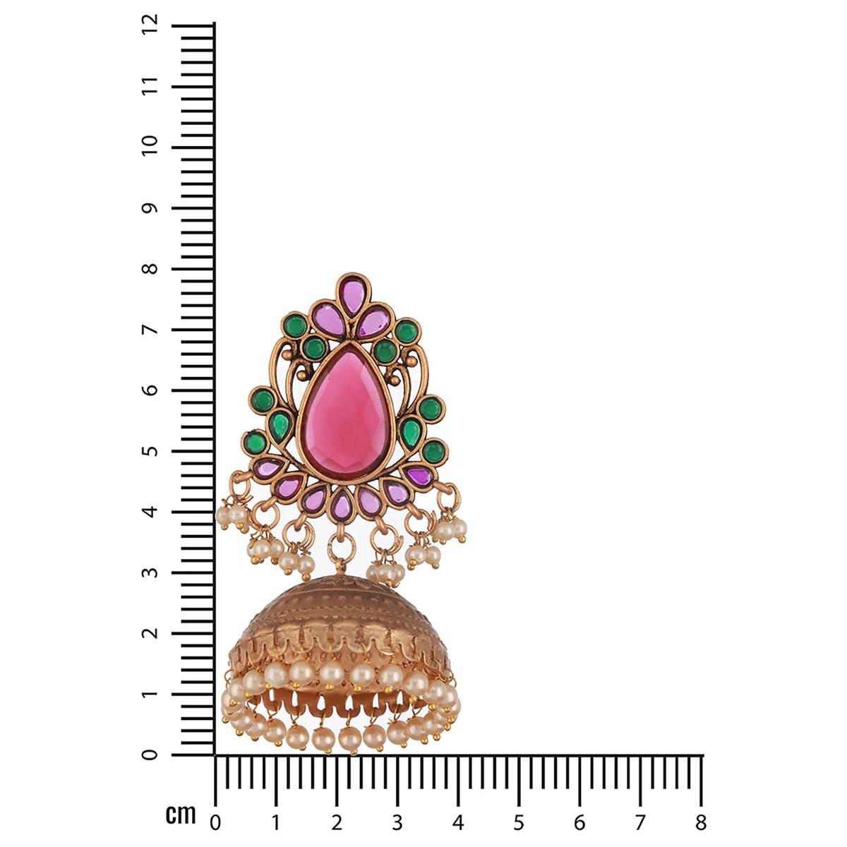 Aatmana Gold-Plated Stones Studded Beads Beaded Dome Shaped Jhumkas