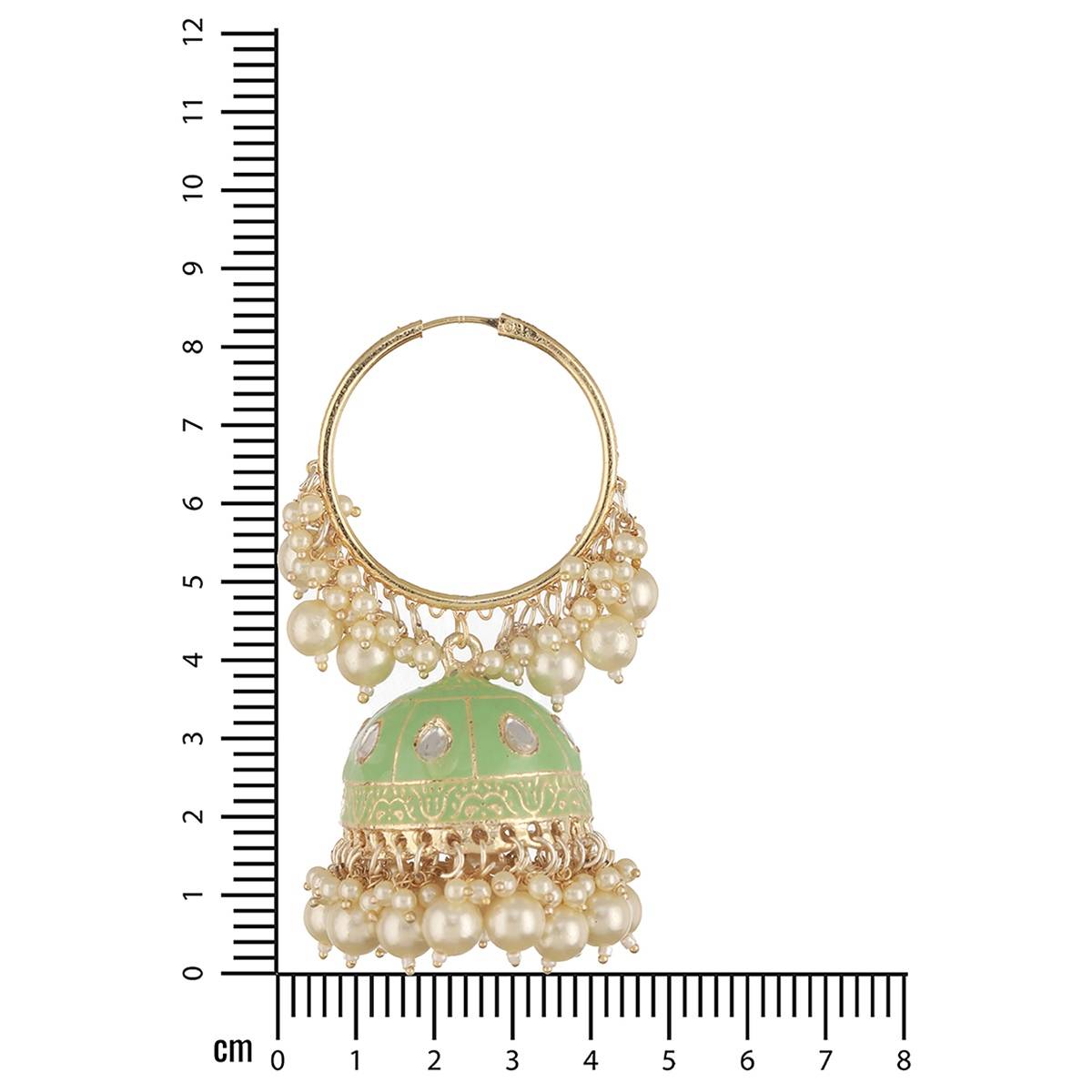 Aatmana Gold-Toned & Green Contemporary Kundan Studded Meenakari Earrings
