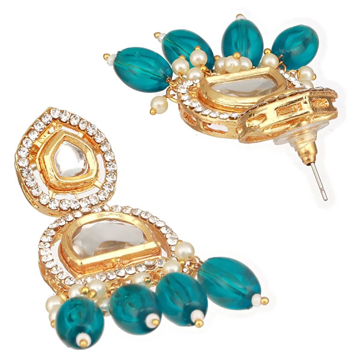 Aatmana Gold-Plated Kundan & CZ Studded Drop Earrings