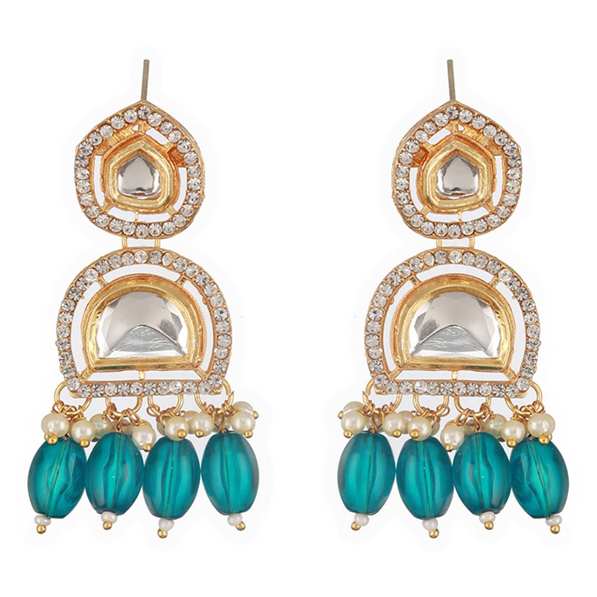 Aatmana Gold-Plated Kundan & CZ Studded Drop Earrings