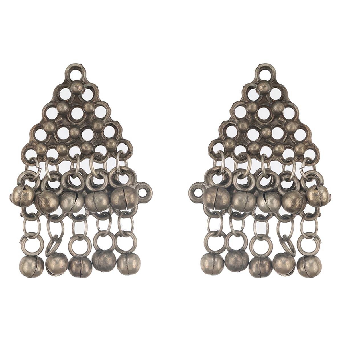 Aatmana Silver-Plated & Beaded Oxidized Floral Choker Jewellery Set