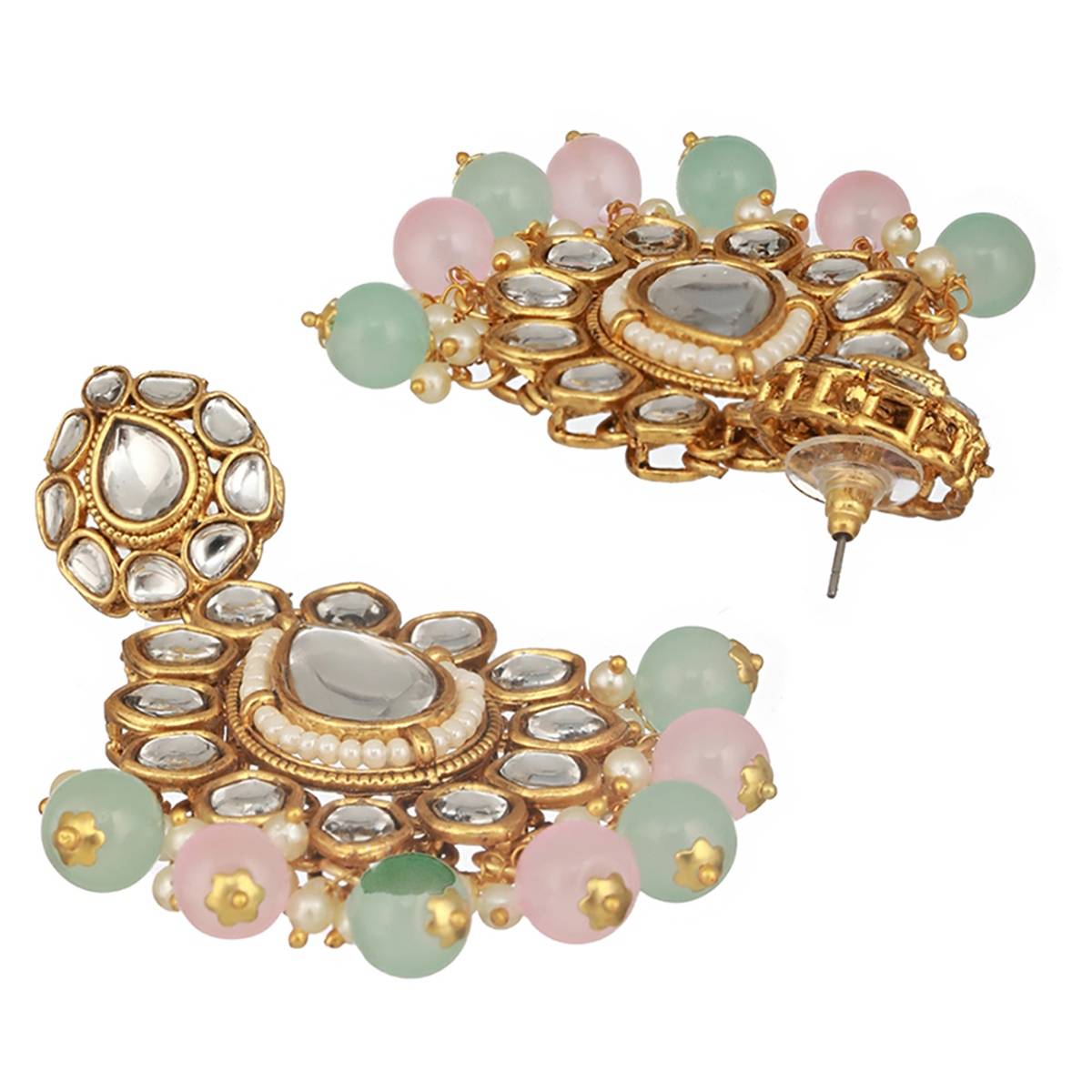 Aatmana Gold-Plated Lime-Green & Pink Kundan-Studded Choker Handcrafted Jewellery Set