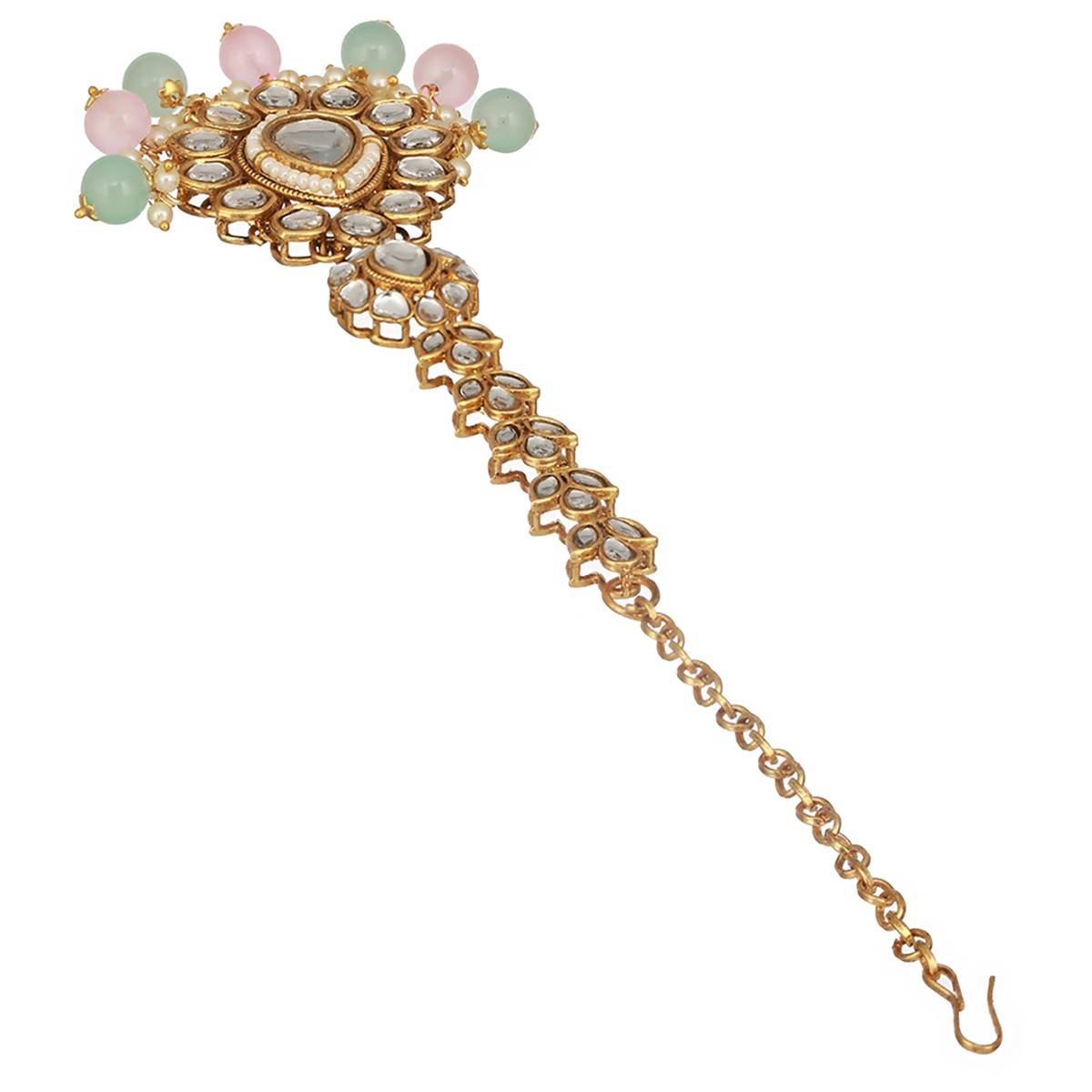 Aatmana Gold-Plated Lime-Green & Pink Kundan-Studded Choker Handcrafted Jewellery Set
