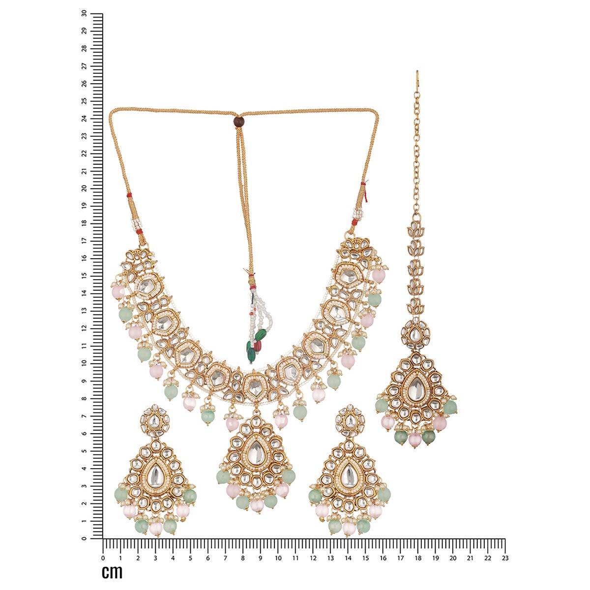 Aatmana Gold-Plated Lime-Green & Pink Kundan-Studded Choker Handcrafted Jewellery Set