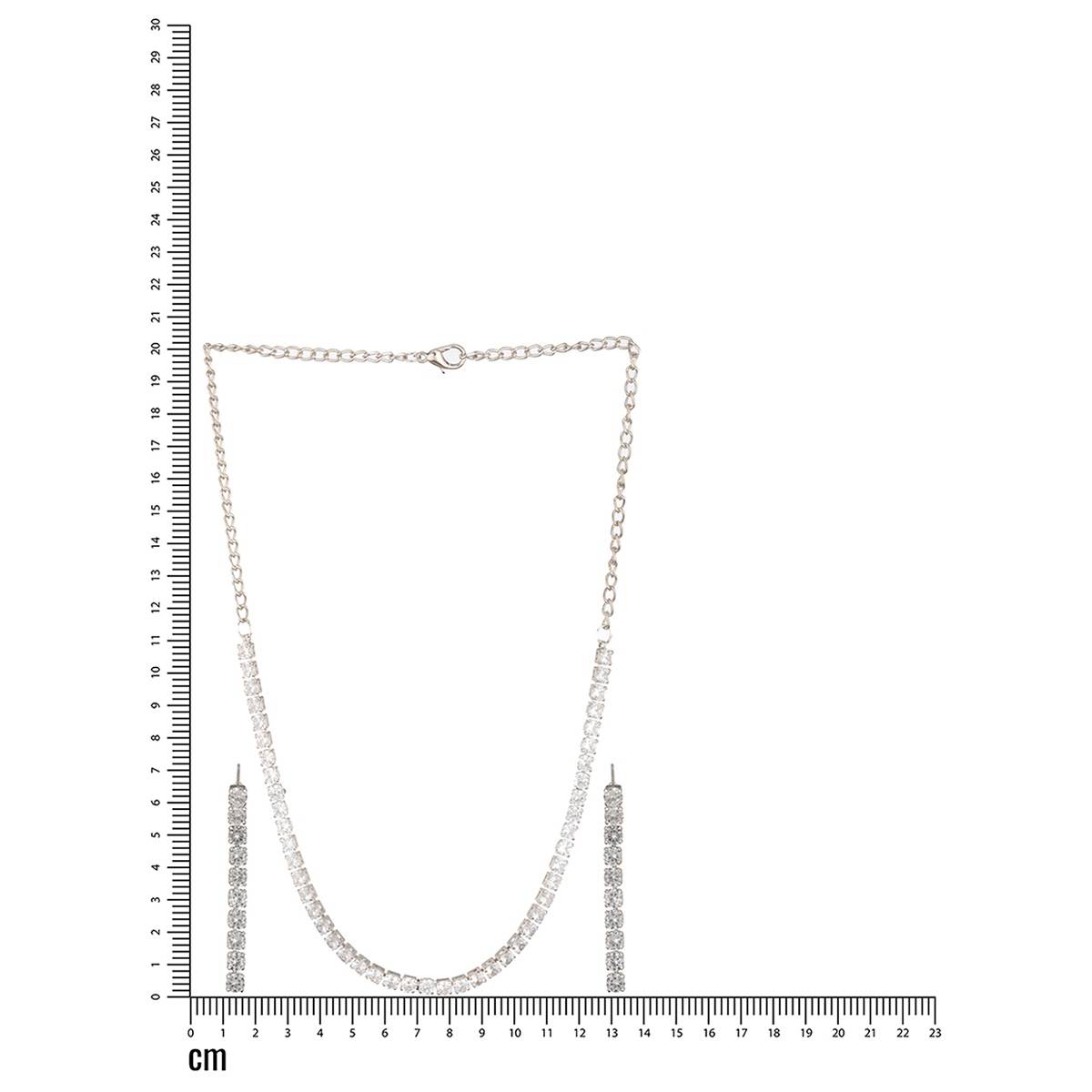 Aatmana Silver-Plated AD-Studded Necklace & Earrings