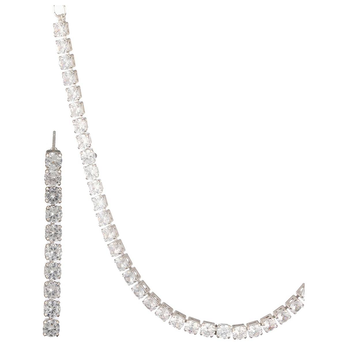 Aatmana Silver-Plated AD-Studded Necklace & Earrings