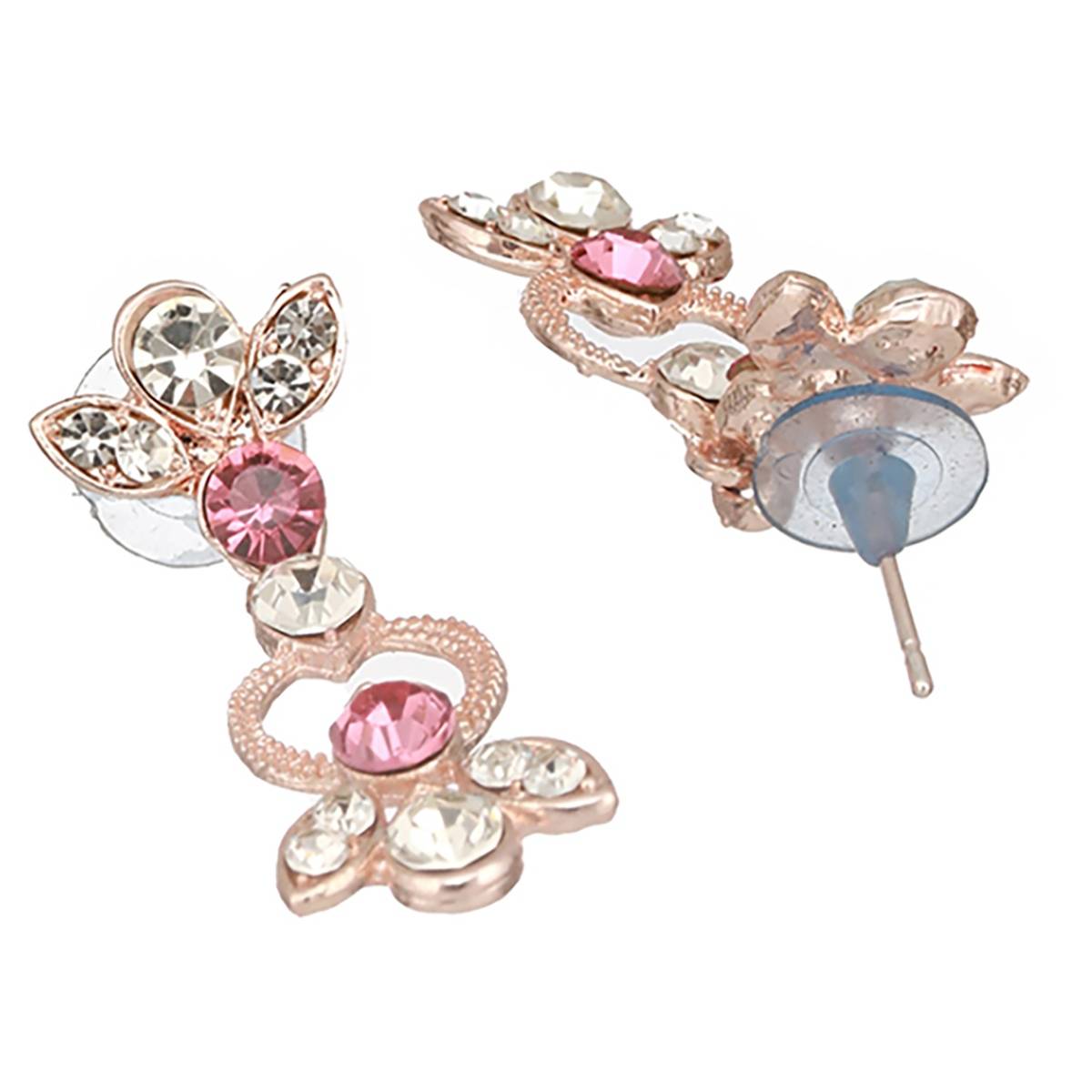 Aatmana Rose Gold-Plated Red & White CZ-Studded Jewellery Set