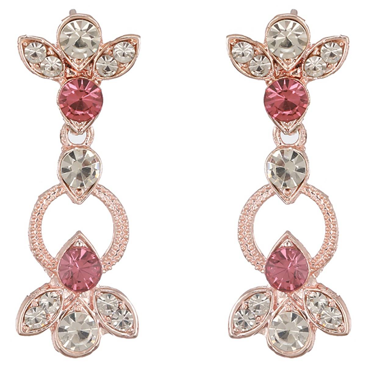 Aatmana Rose Gold-Plated Red & White CZ-Studded Jewellery Set