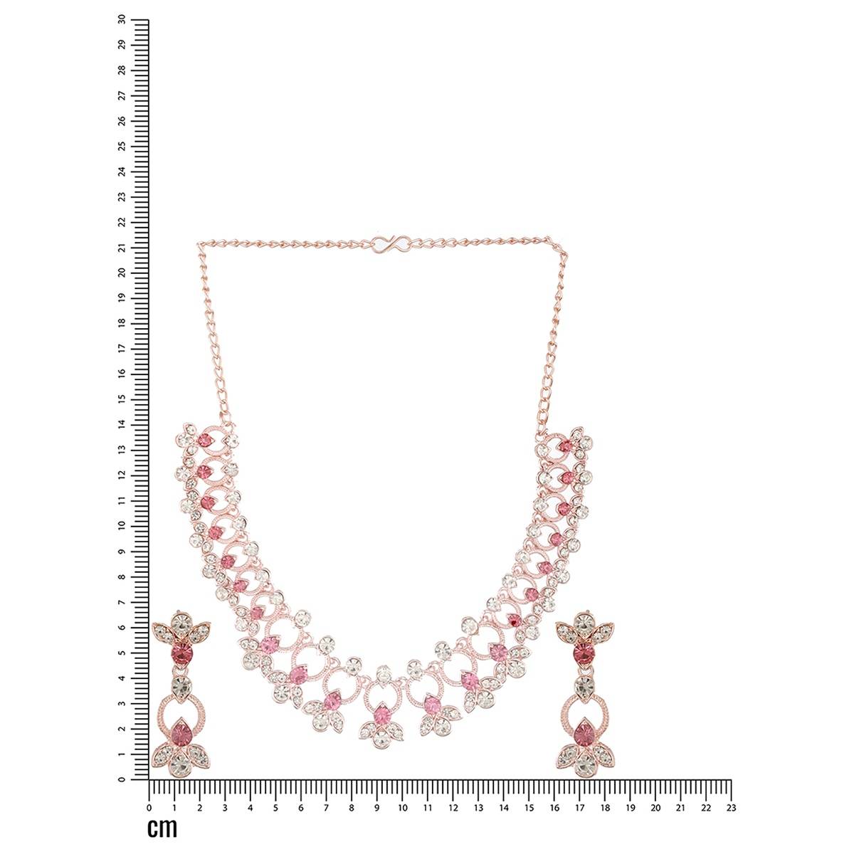 Aatmana Rose Gold-Plated Red & White CZ-Studded Jewellery Set