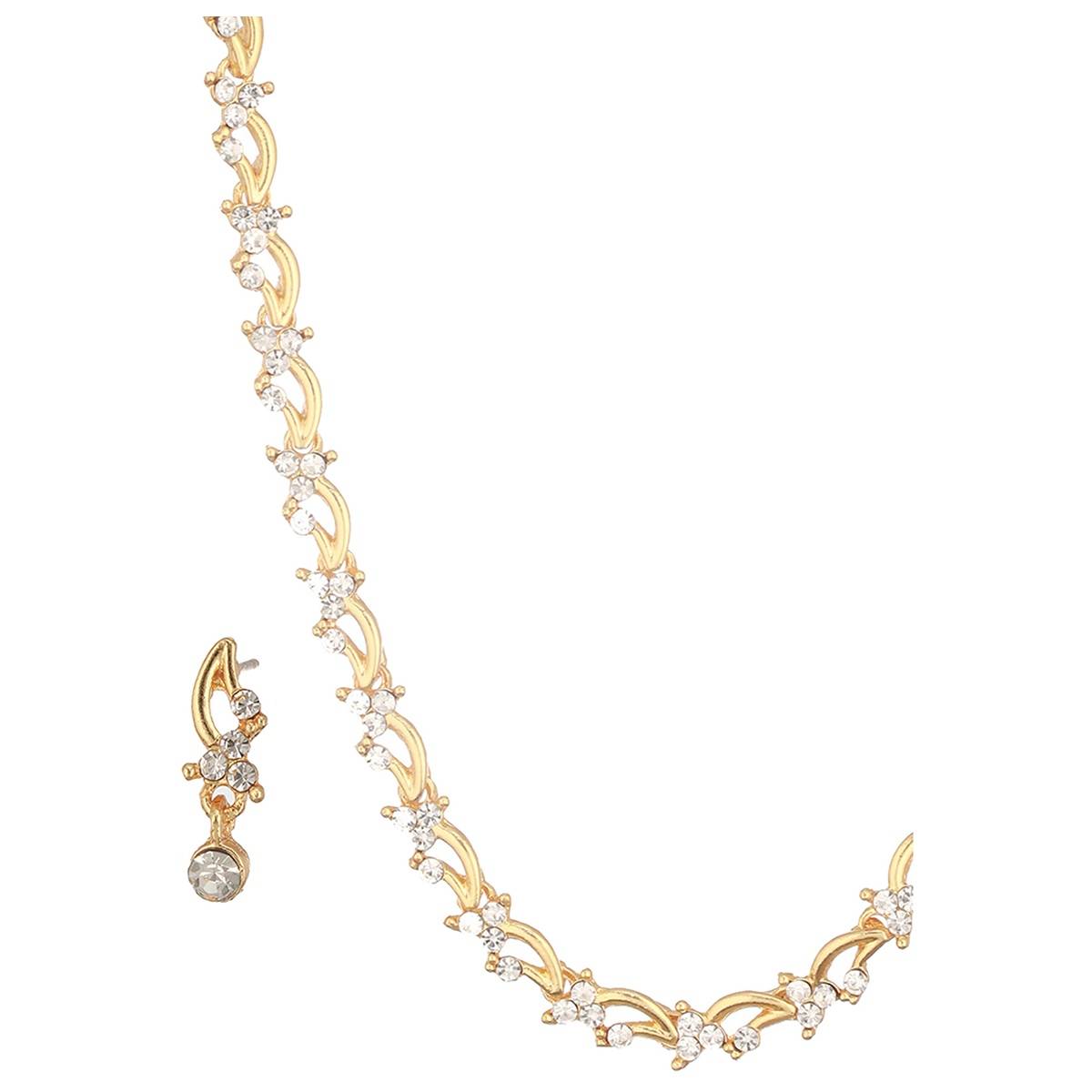 Aatmana Set of 2 Rosegold & Silver Plated CZ Studded Jewellery Set