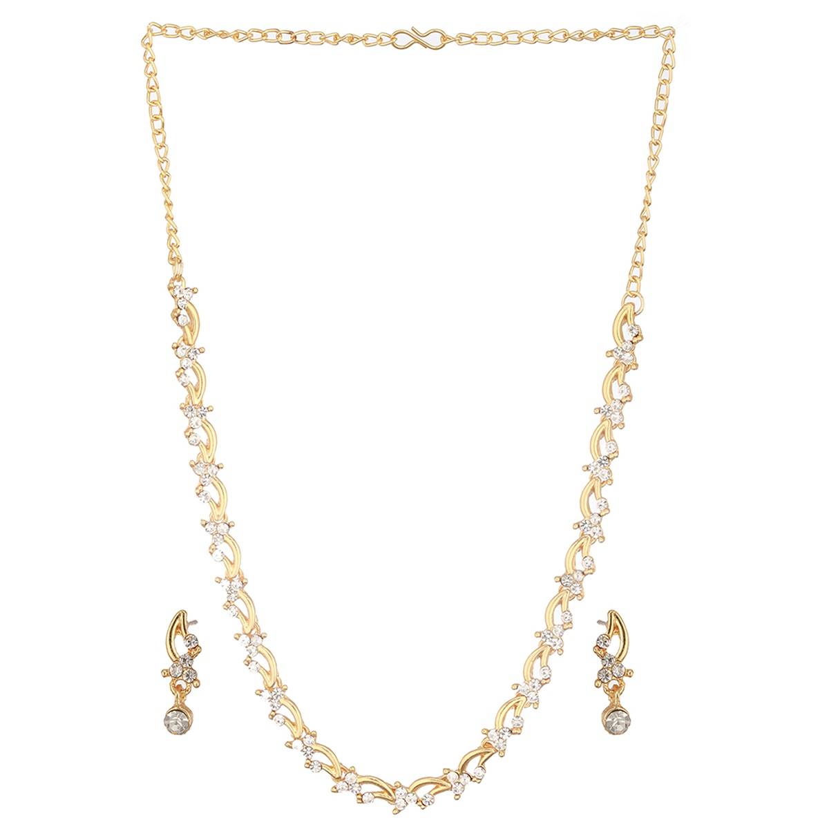 Aatmana Set of 2 Rosegold & Silver Plated CZ Studded Jewellery Set