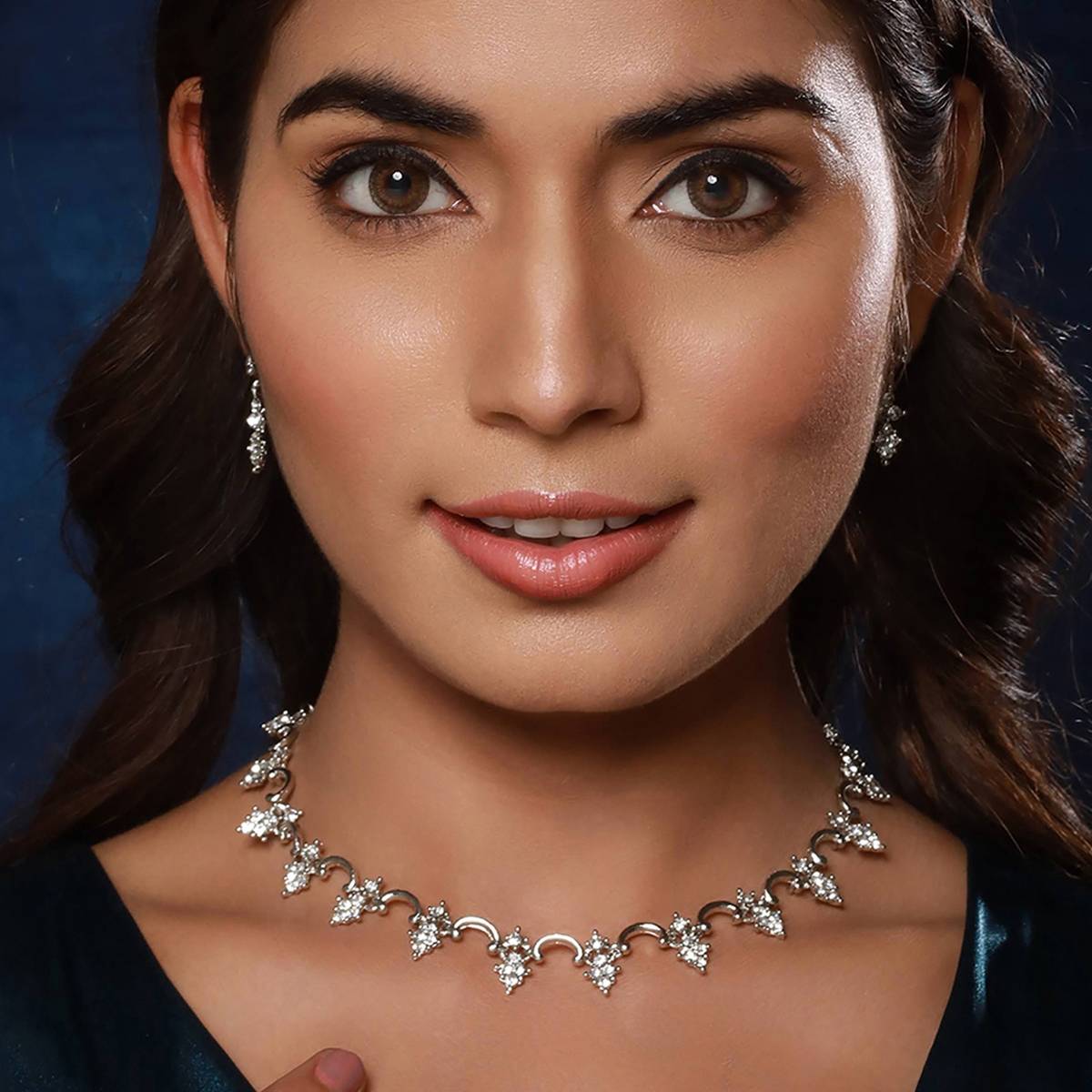 Aatmana Set of 2 Rosegold & Silver Plated CZ Studded Jewellery Set