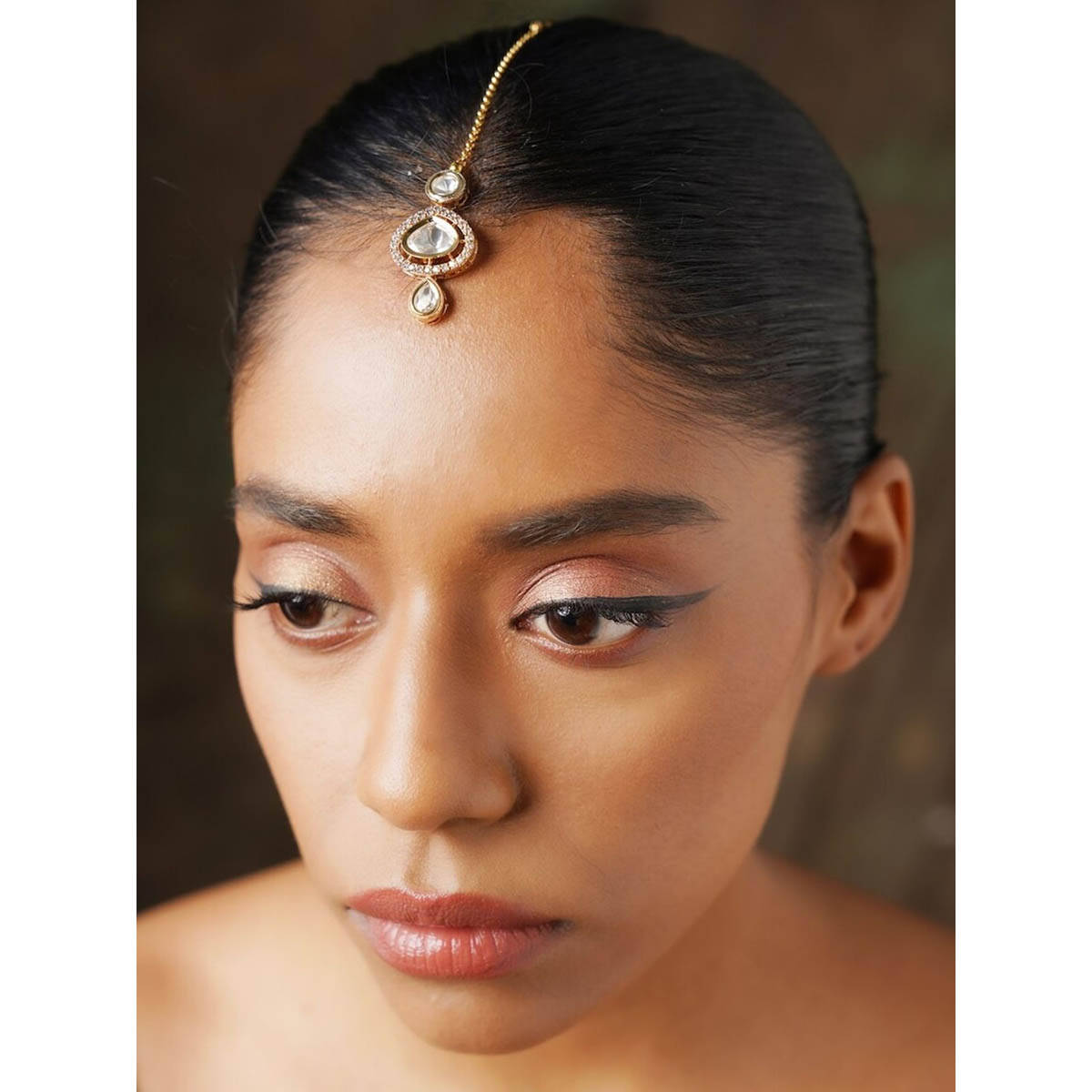 Abdesigns Gold-Plated Polki Kundan Studded Maangtikka