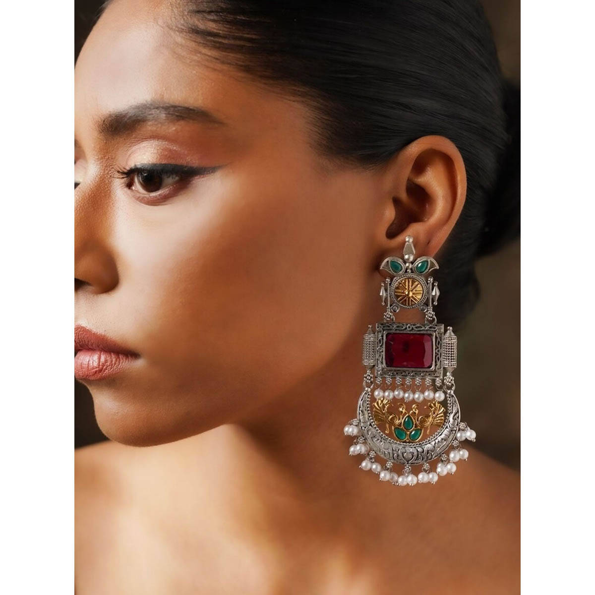 Abdesigns Multi-Color High Quality German Silver Earrings · One Size