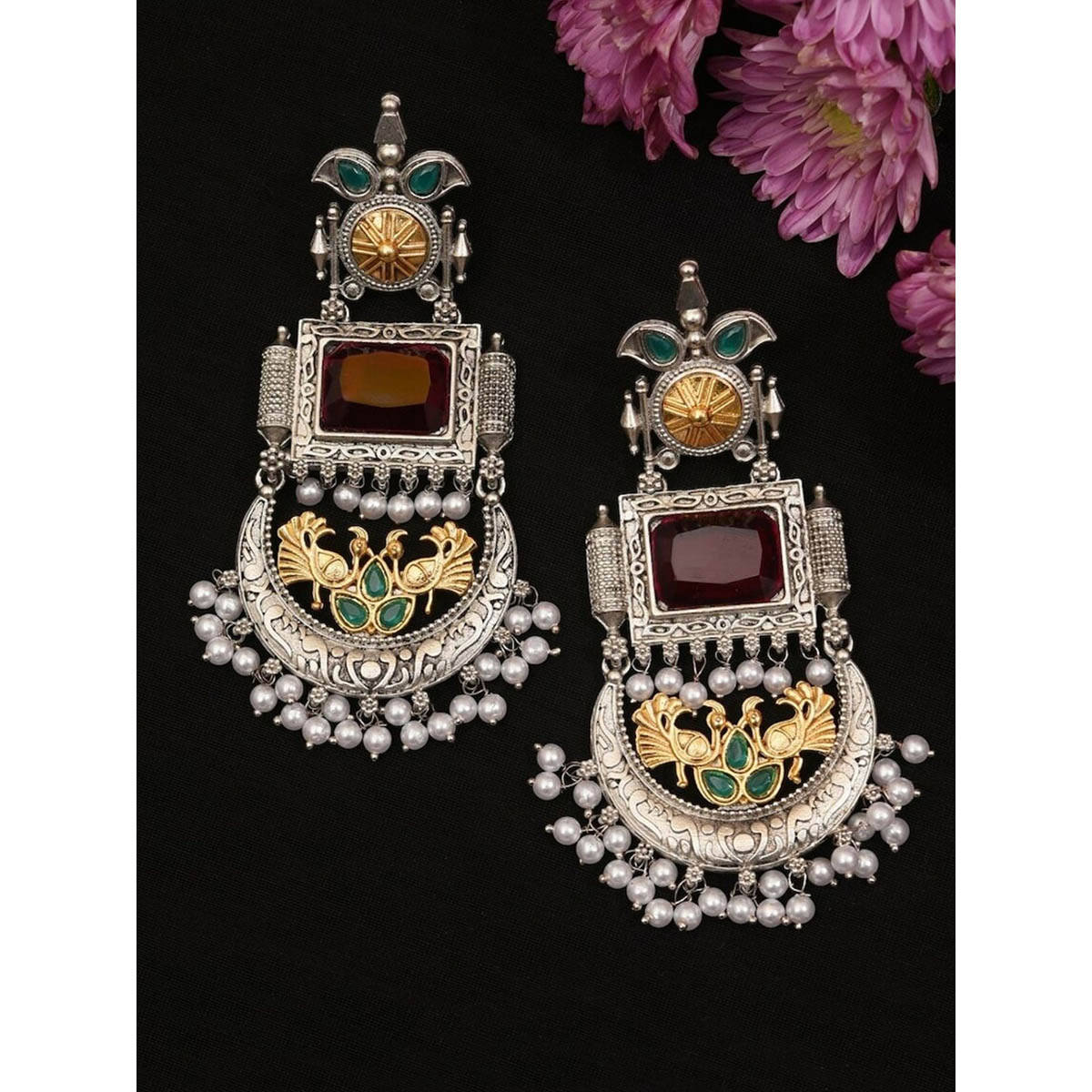 Abdesigns Multi-Color High Quality German Silver Earrings · One Size