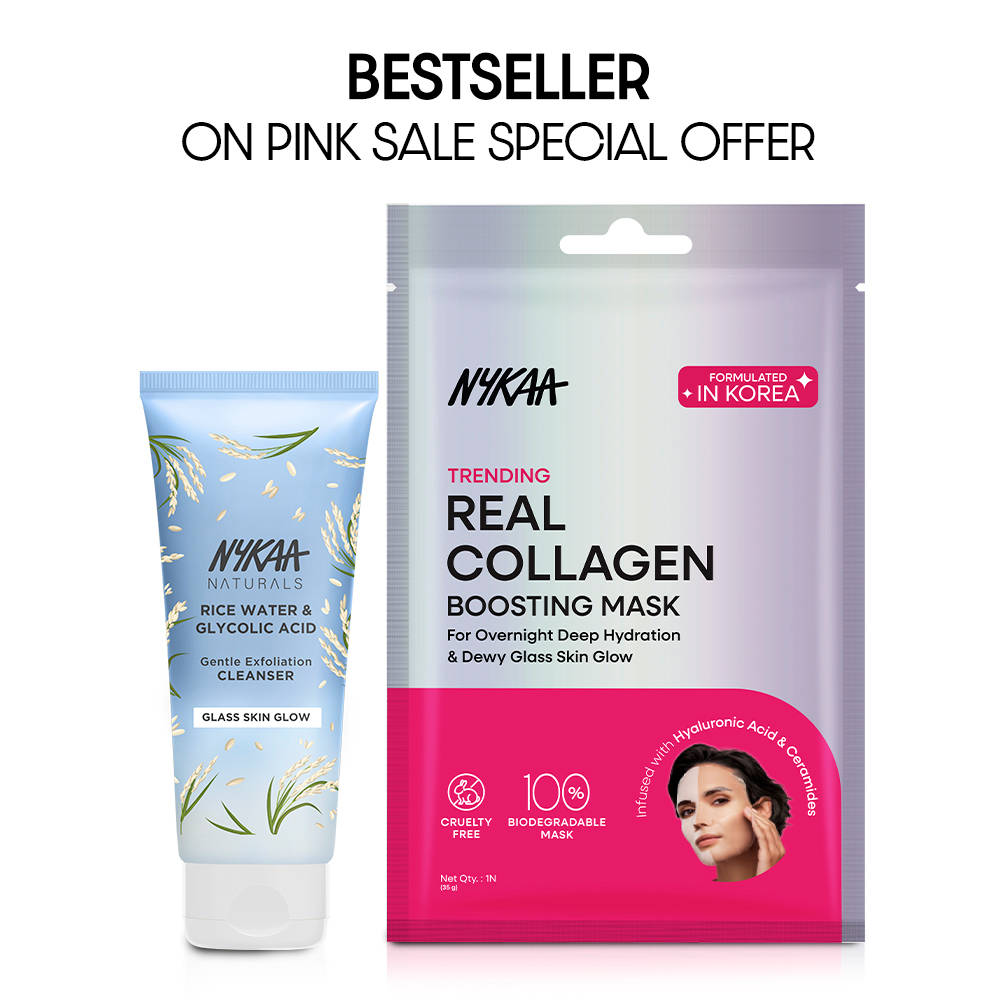 Nykaa Naturals Rice Water Cleanser & Collagen Sheet Mask