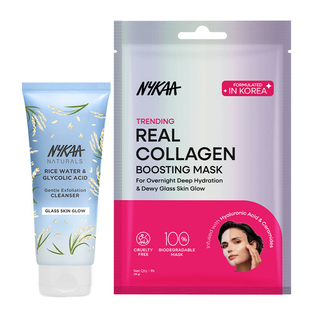 Nykaa Naturals Rice Water Cleanser & Collagen Sheet Mask