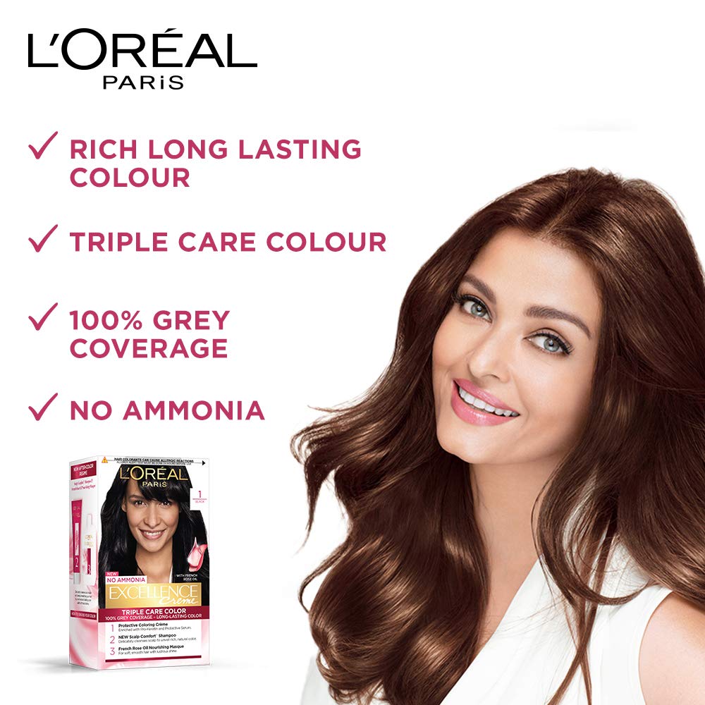 LOREAL PARIS CASTING HAIR COLOR Loreal Paris Excellence Creme Tripe Care Color 1 Black 100g+72ml
