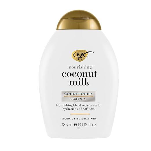 OGX Nourishing + Coconut Milk Moisturizing Conditioner for Strong & Healthy Hair, with Coconut Milk, Coconut Oil & Egg White Protein, Paraben-Free, Sulfate-Free