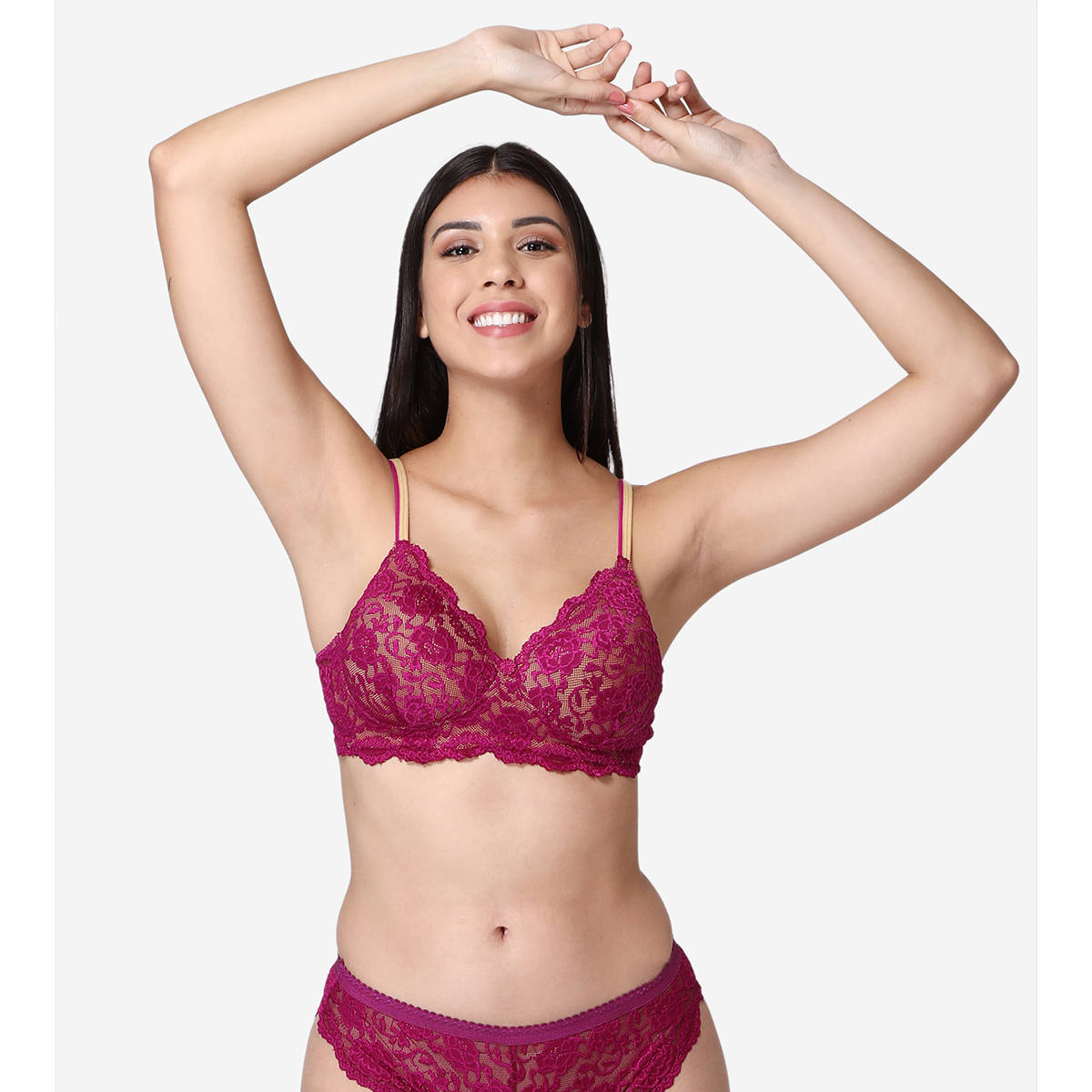 Abelino Bridal Lace Lingrie Set - Purple (28B) · 28B