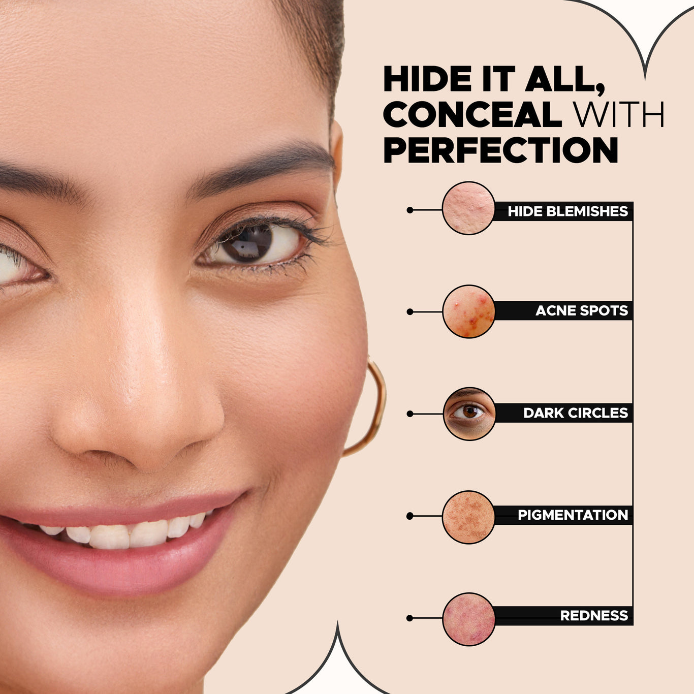 Hide It All Cover Concealer High Coverage | Weightless Formula | Conceals Imperfections | Infused with Shea Butter | Matte Finish | Long-Lasting | All Skin Types