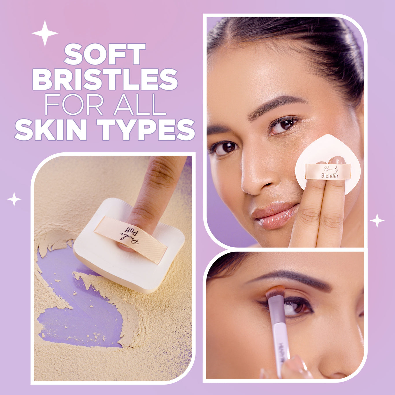 Play n Blend Brush Set Easy Blending | Eyeshadow Brushes | Blush Brush | Lip Brush | Beauty Blender | Powder Puff | Smart Bristles | Streak-Free Application