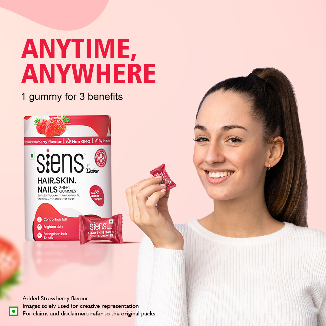 Dabur Siens by Dabur Skin Glow & Hair Growth Combo: Hydrolyzed Marine Collagen, 100 g + Hair, Skin & Nails Gummies, 30s pack Combo