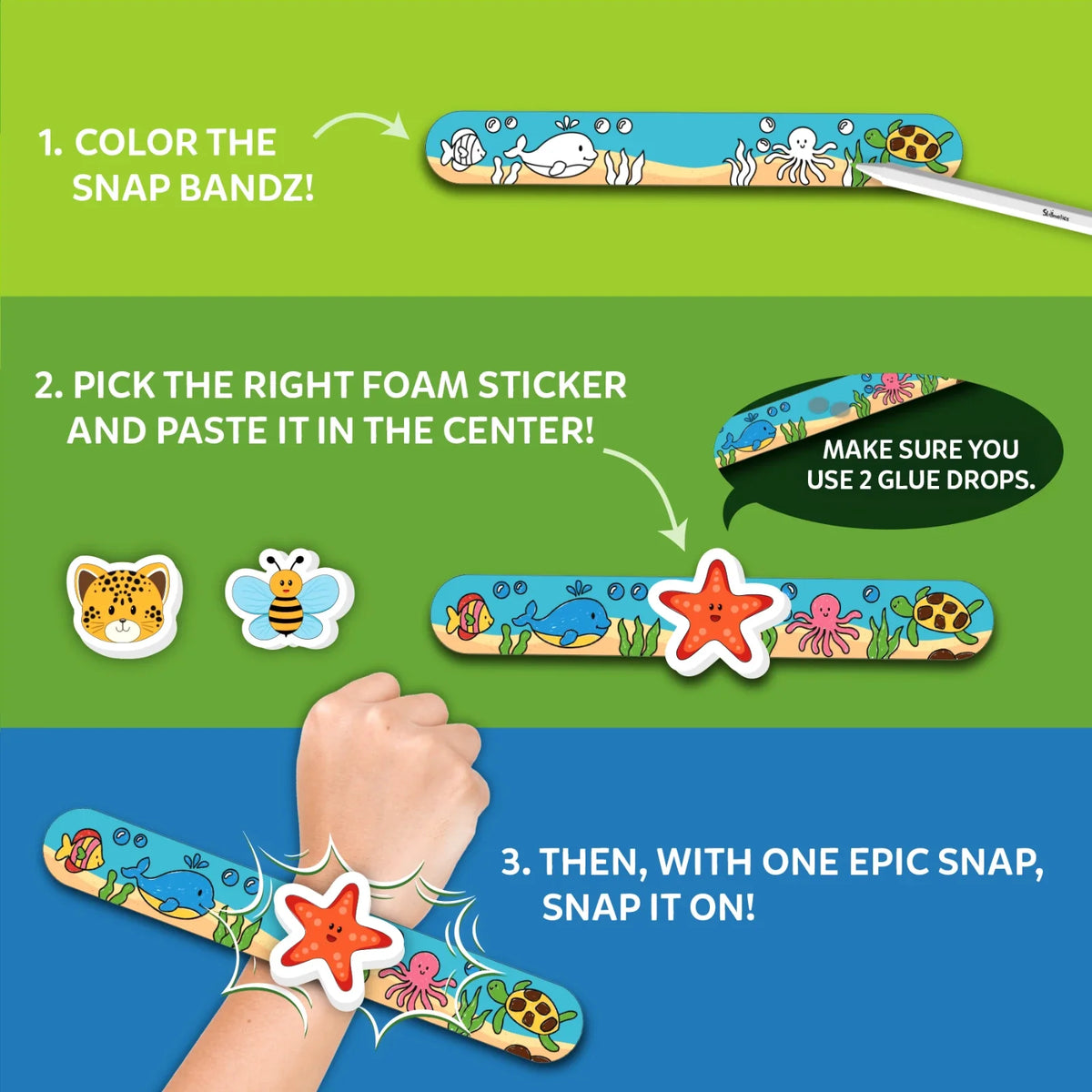 Skillmatics Snap Bandz: Animal Friends | DIY Art & Craft Activity (ages 4-10)