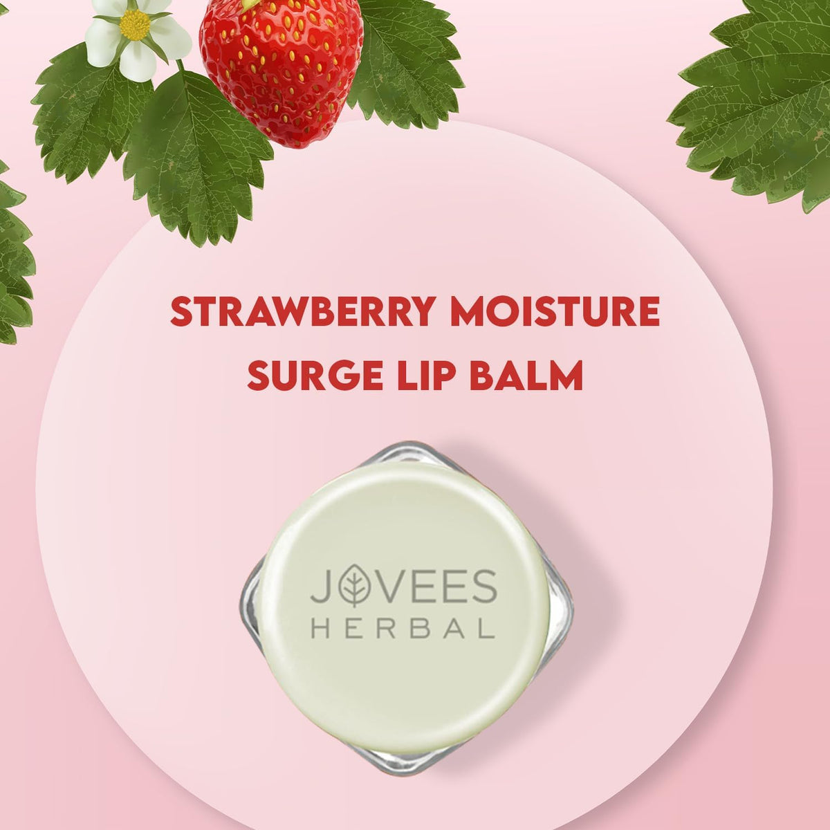 Jovees Herbal Strawberry Moisture Surge Lip Balm | 24 Hour Hydration | Rejuvenates Dry and Chapped Lips | Gives Soft & Shiny Lips 8g