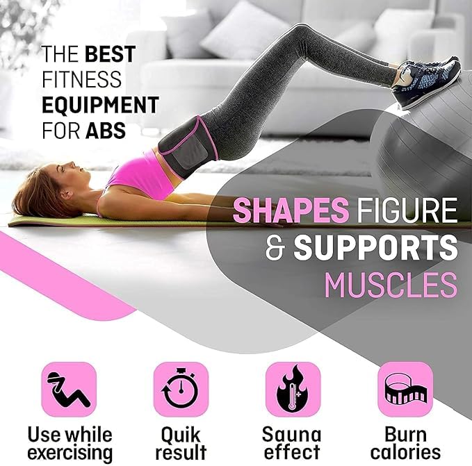 ALYV Premium Sweat Slimming Belt for Men & Women | Waist Trimmer, Tummy Fat Burner & Workout Support Royal Pink