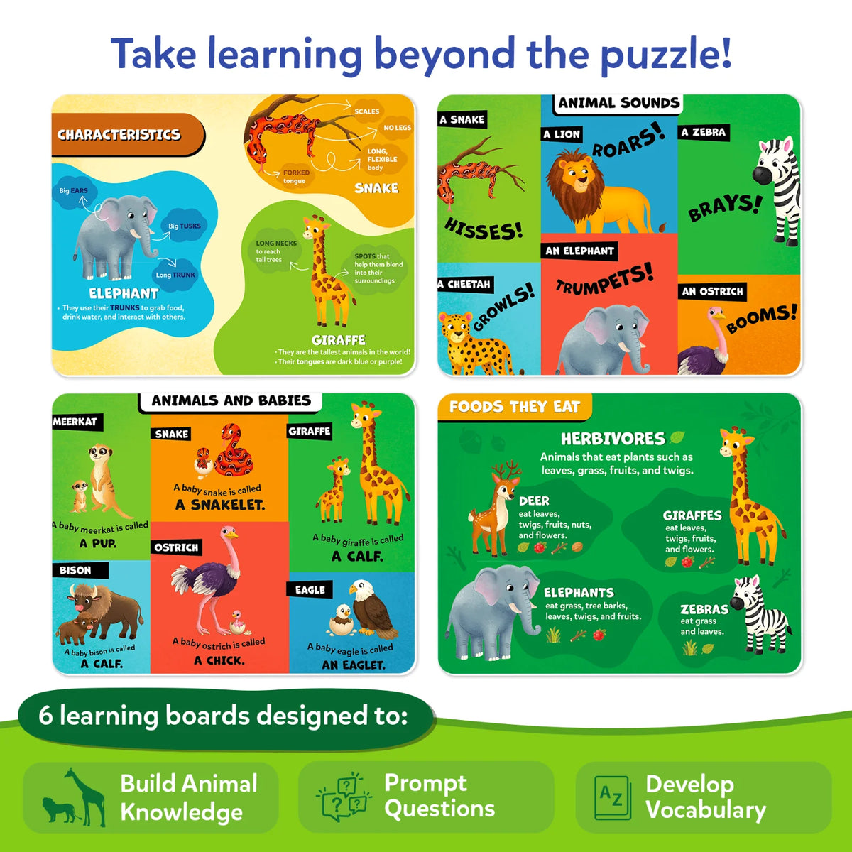 Skillmatics Puzzle & Learn: Wild Animals | 25-Piece Jigsaw Puzzle with 6 Learning Boards (ages 3-7)