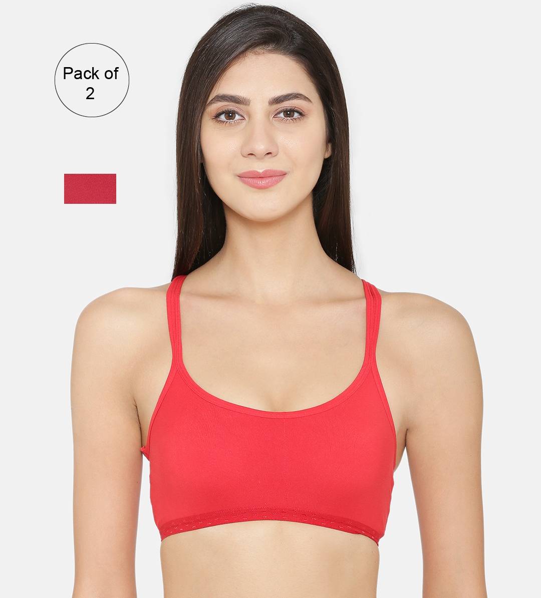 Abelino Pack of 2 Stylist Back Cotton Bras - Multi-Color (28B) · 28B