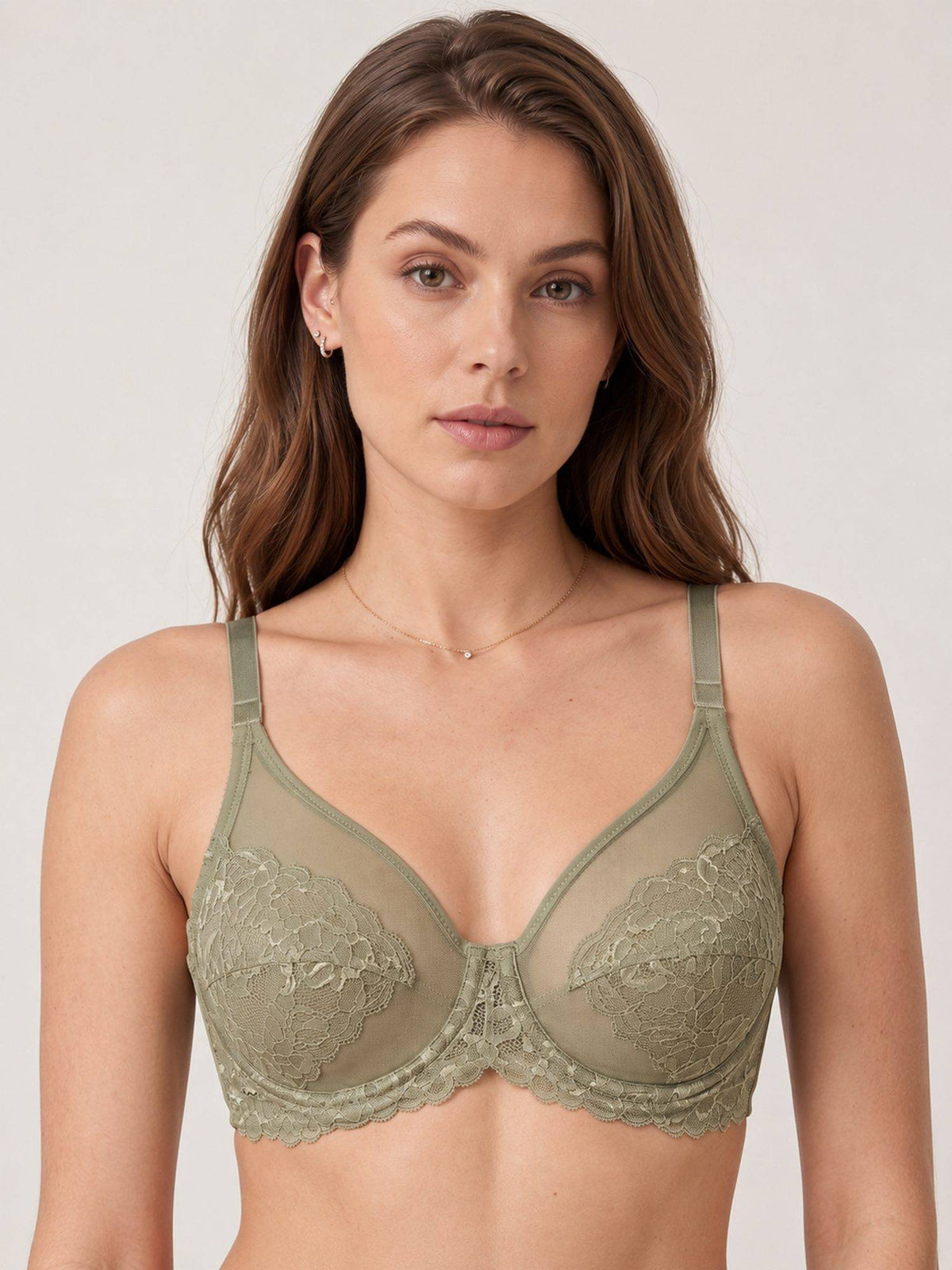 2PEACE Green Non Padded Underwire Self Design Seamless Bralette Bra