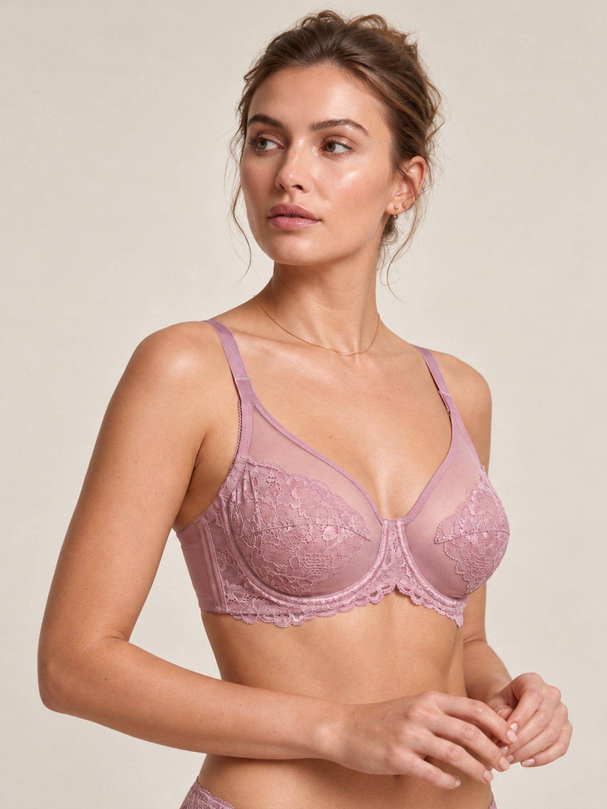 2PEACE Pink Non Padded Underwire Self Design Seamless Bralette Bra