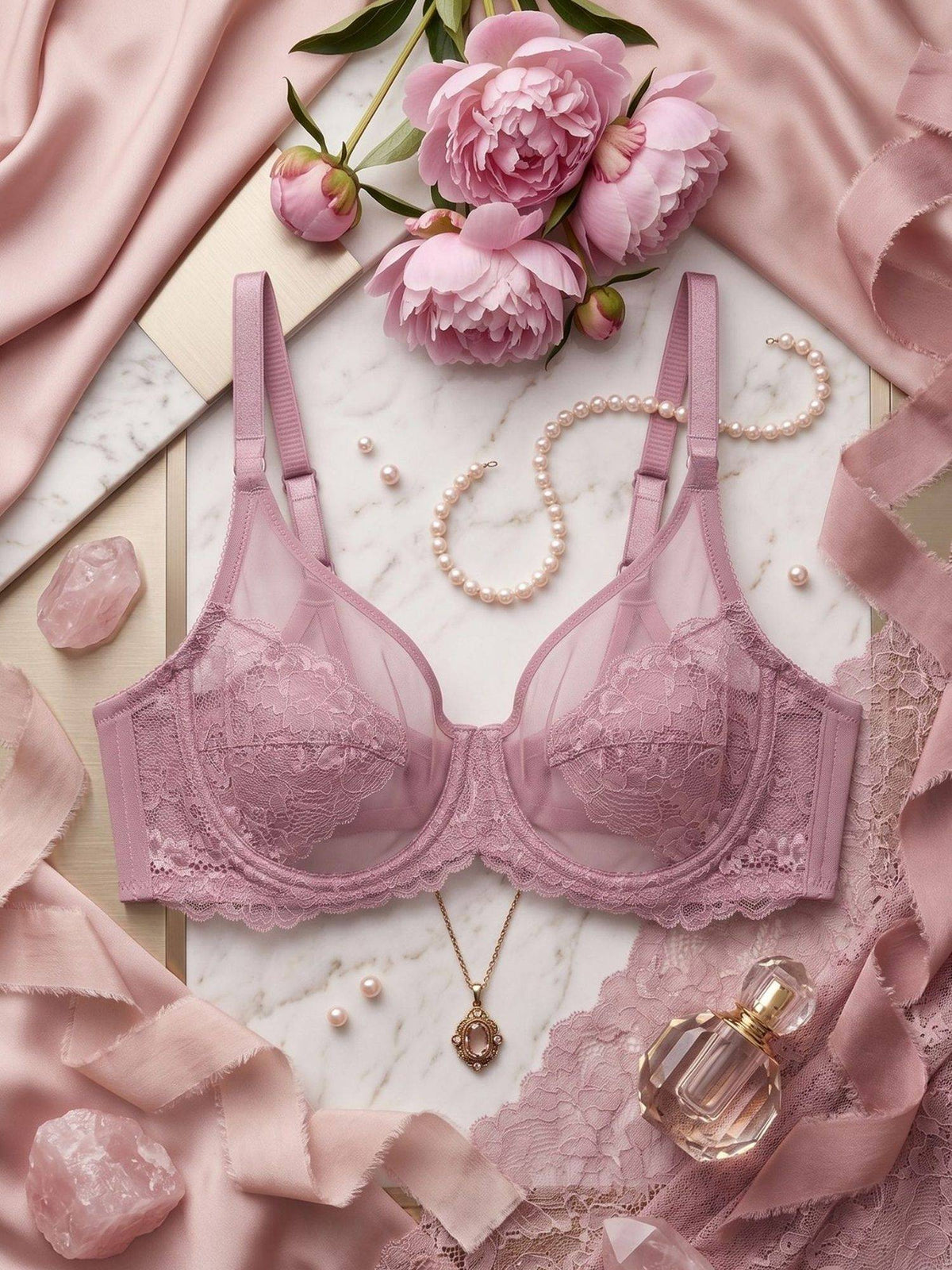 2PEACE Pink Non Padded Underwire Self Design Seamless Bralette Bra