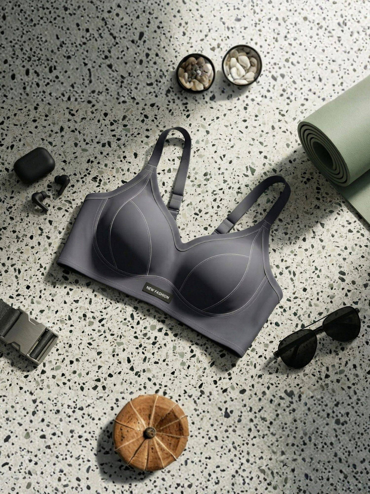 2PEACE Grey Non Wired Seamed Minimizer Padded Bra