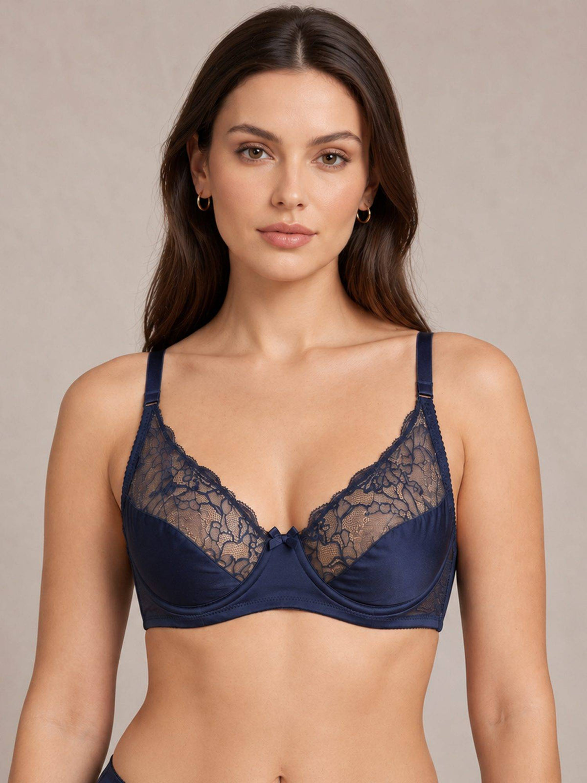 2PEACE Blue Non Padded Underwire Self Design Seamed Bralette Bra
