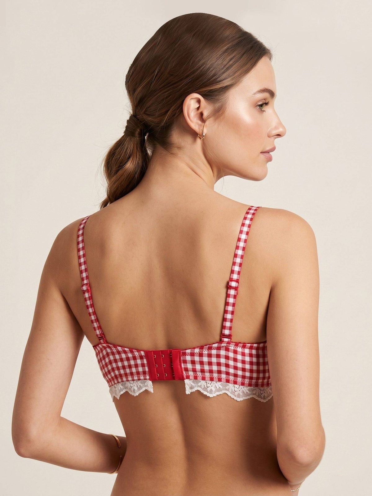 2PEACE Red Non Padded Wire free Printed Seamed Balconette Bra