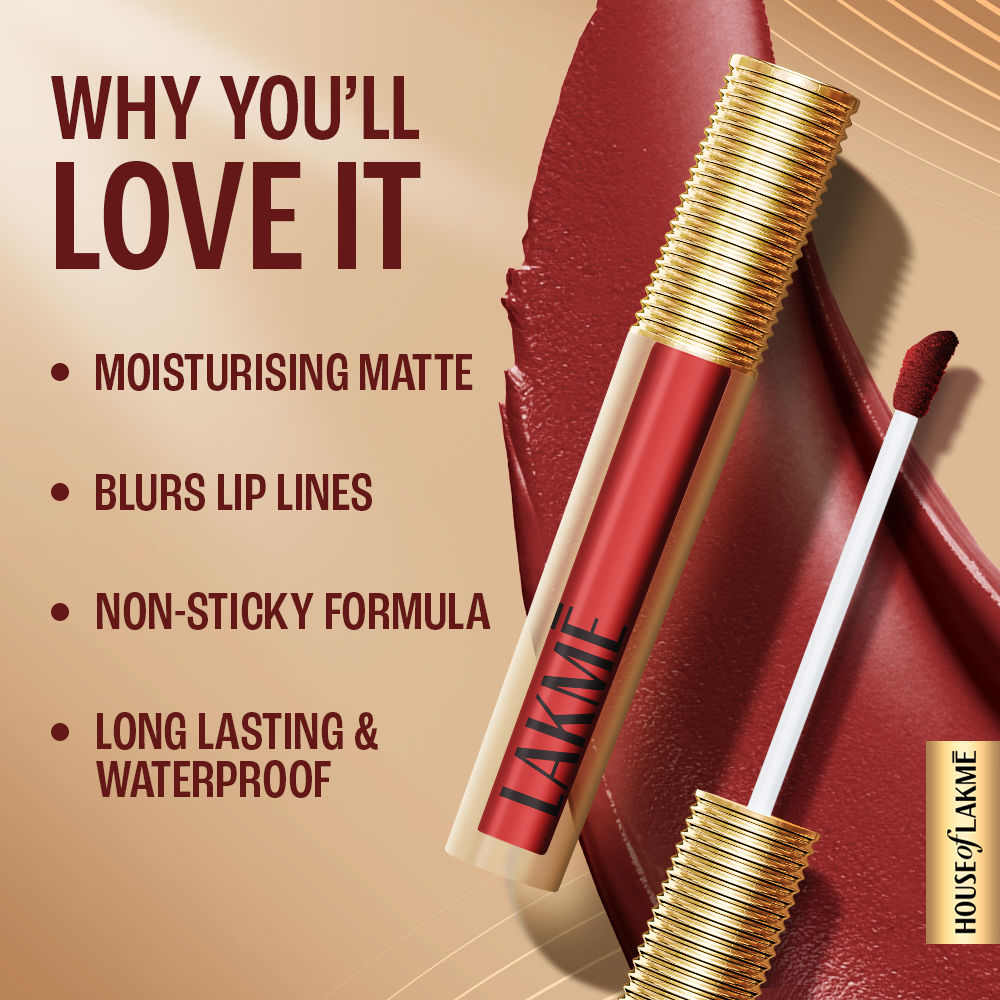Lakme Ultimate Glam Matte Liquid Lipstick - Wine Glow