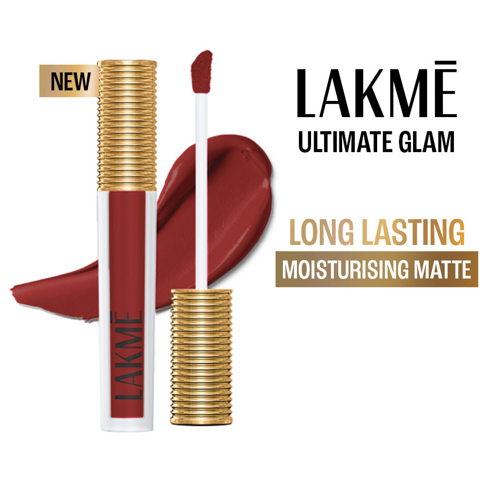 Lakme Ultimate Glam Matte Liquid Lipstick - Crimson Rose