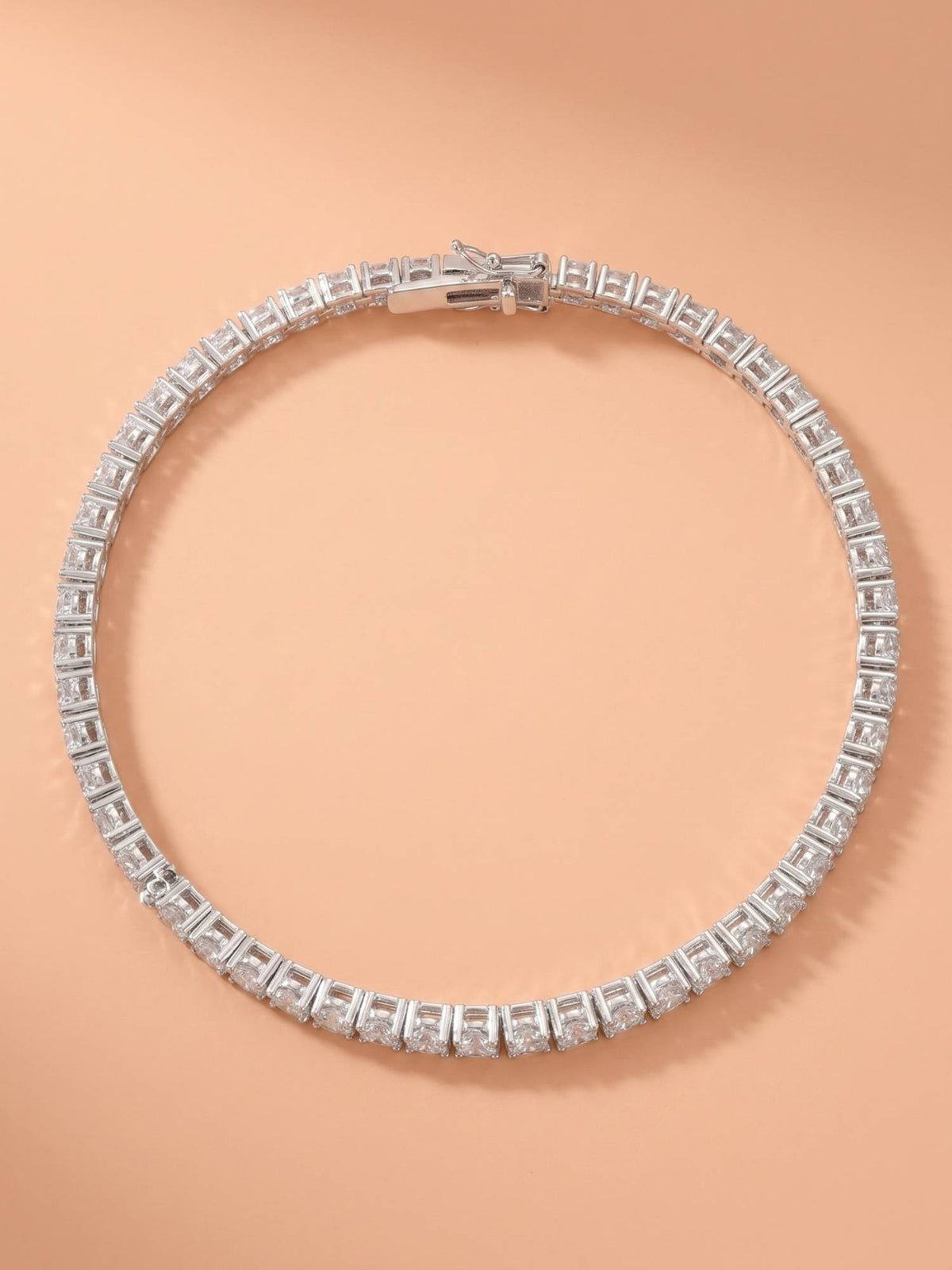 925 SILLER Sterling Silver Sparkling Tennis Anklet for Women